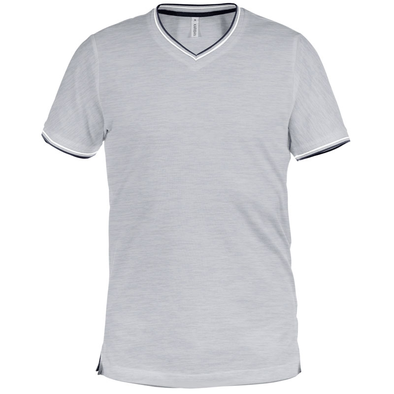 Camiseta Pique Bicolor Cuello Pico Hombre Frontal